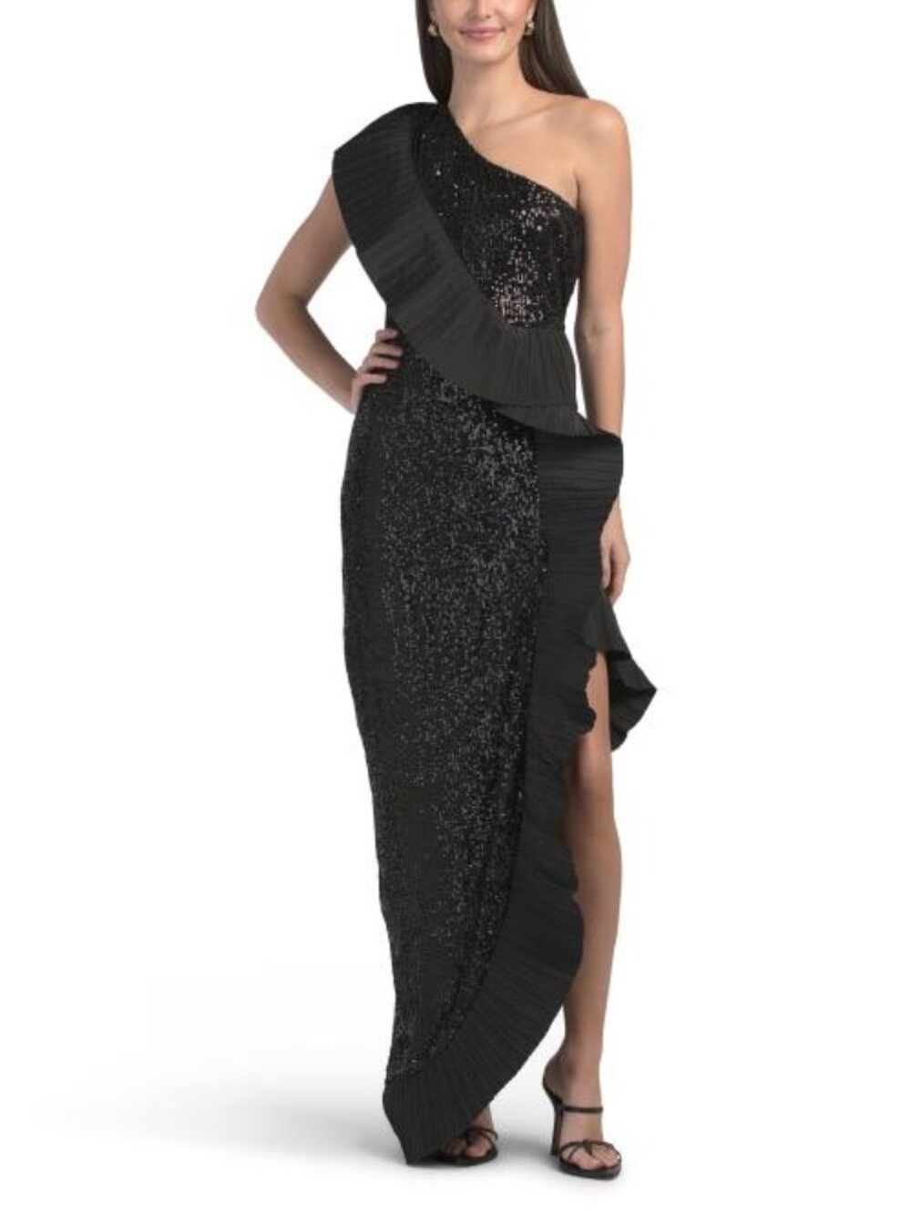ONE33 SOCIAL One Shoulder Tea Length Cocktail Dress